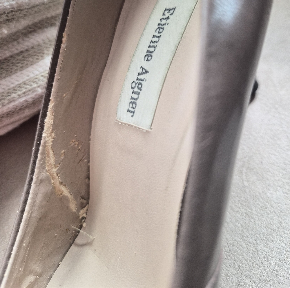 ​Etienne Aigner "Gail II" Taupe Leather Kitten Heel Pumps 7.5 - Picture 8 of 9